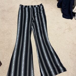 Shosho Black and White Striped Flare Pants